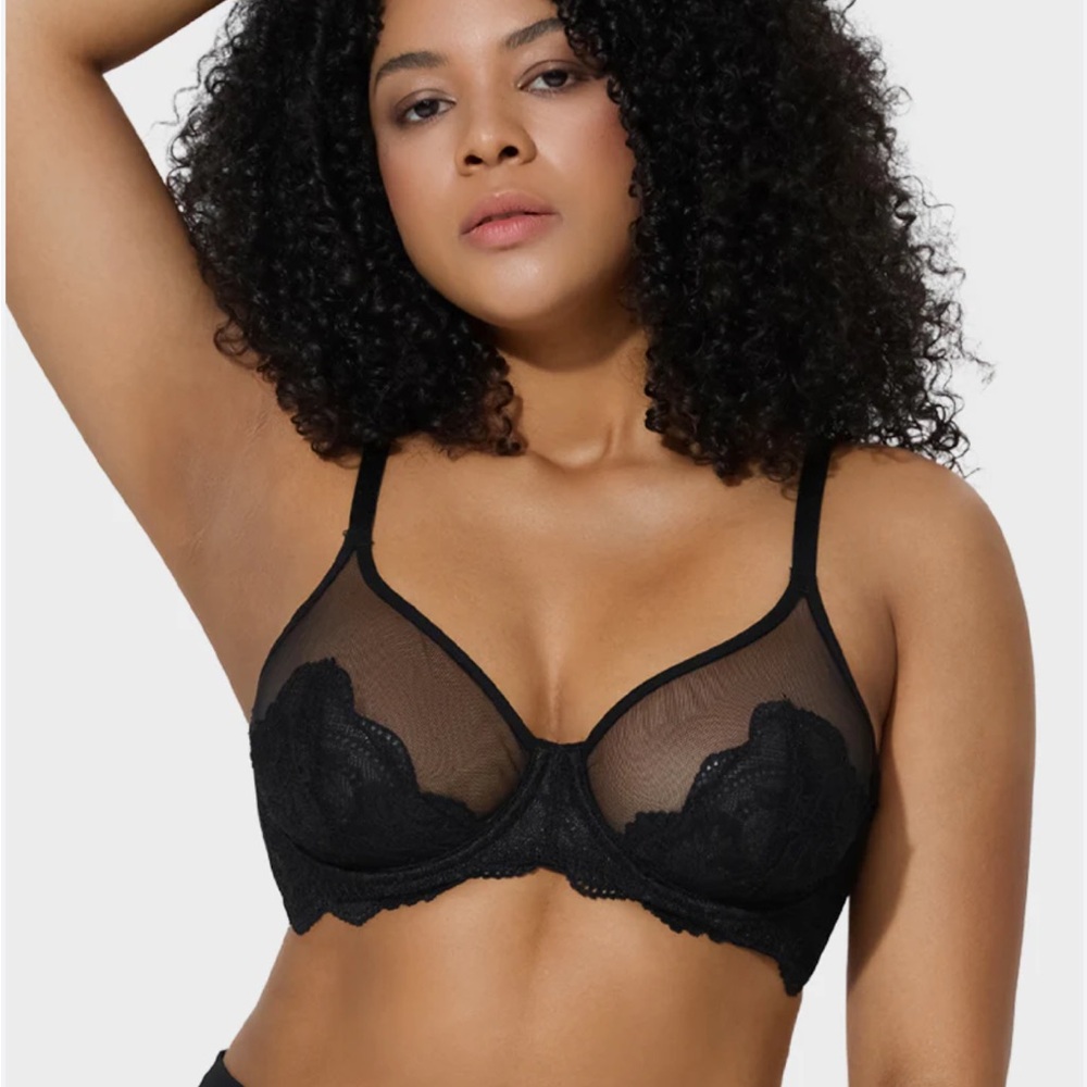 SHECURVE‎ BRA FULL COVERAGE LACE MINIMIZER BRA Womens Black Size 44C